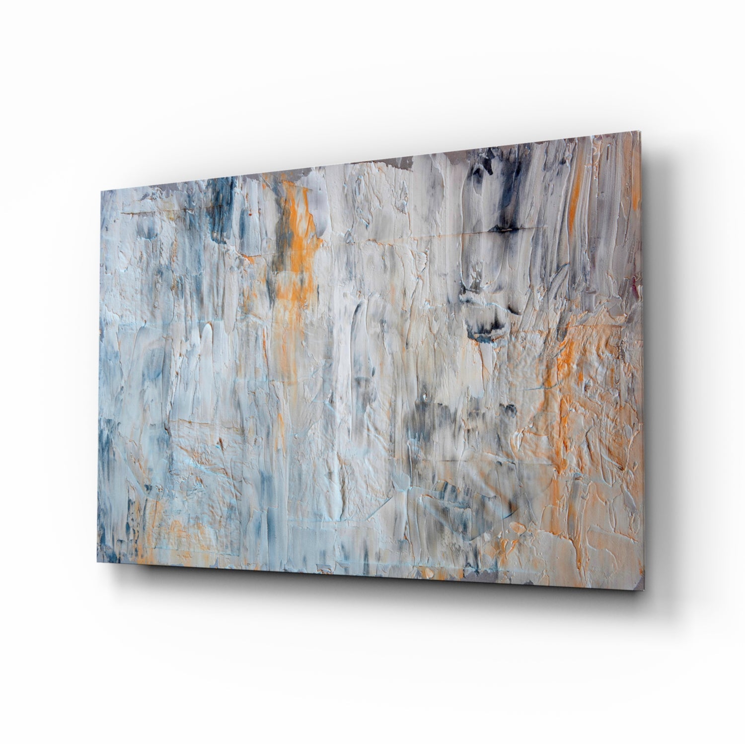 Dove gray palette-knife abstract glass wall art
