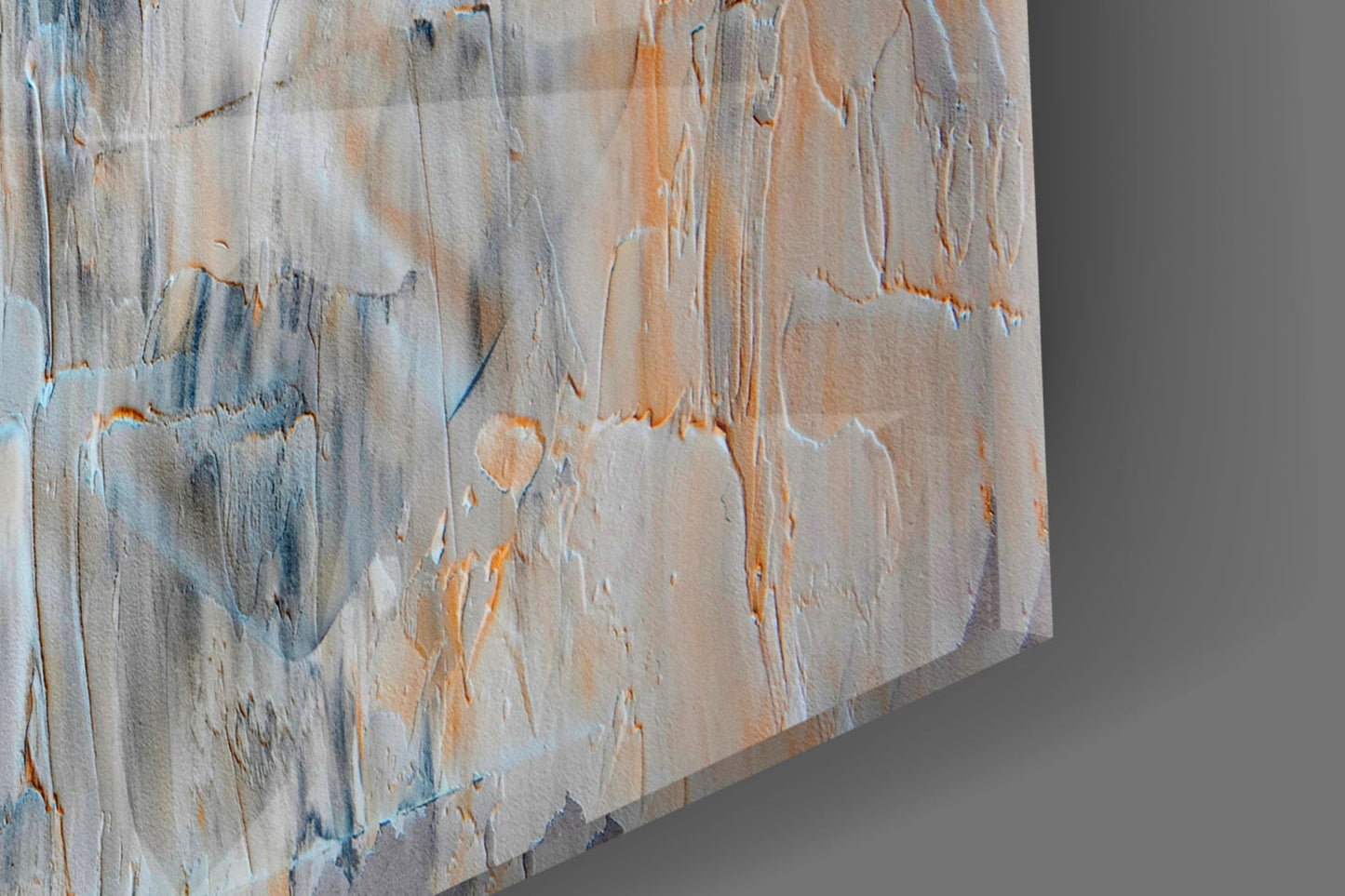 Peach Palette Knife Abstract Glass Wall Art
