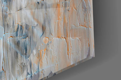 Peach Palette Knife Abstract Glass Wall Art