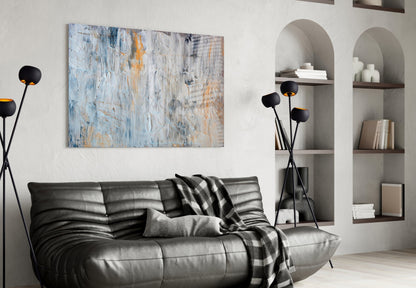 Peach Palette Knife Abstract Glass Wall Art