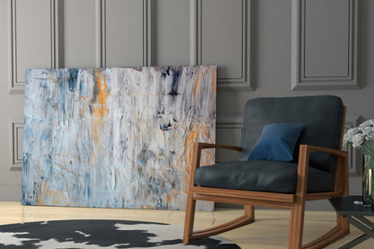 Peach Palette Knife Abstract Glass Wall Art