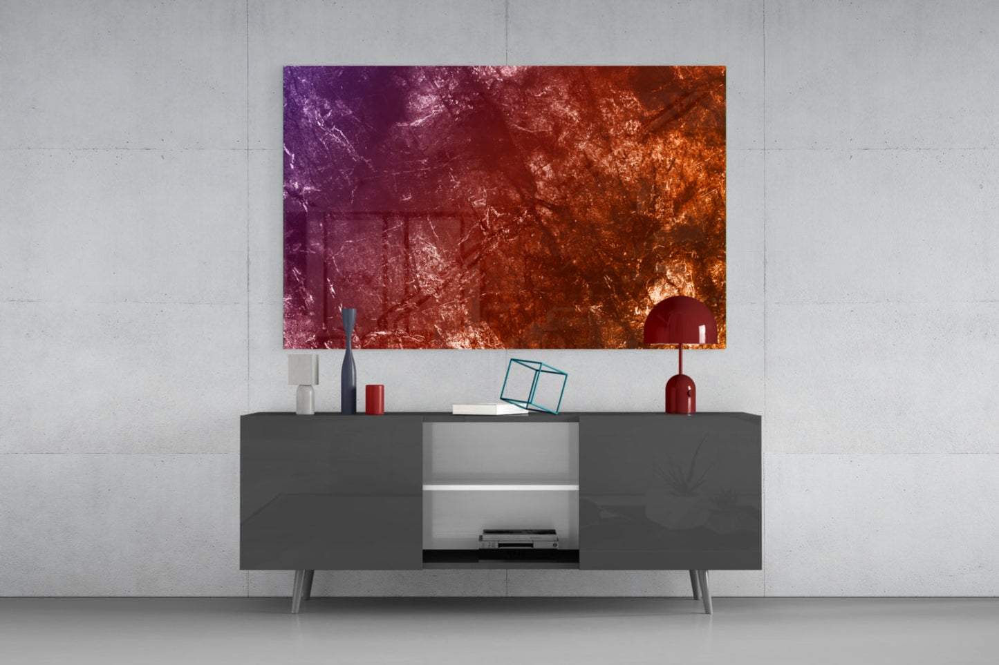 Violet Copper Abstract Glass Wall Art