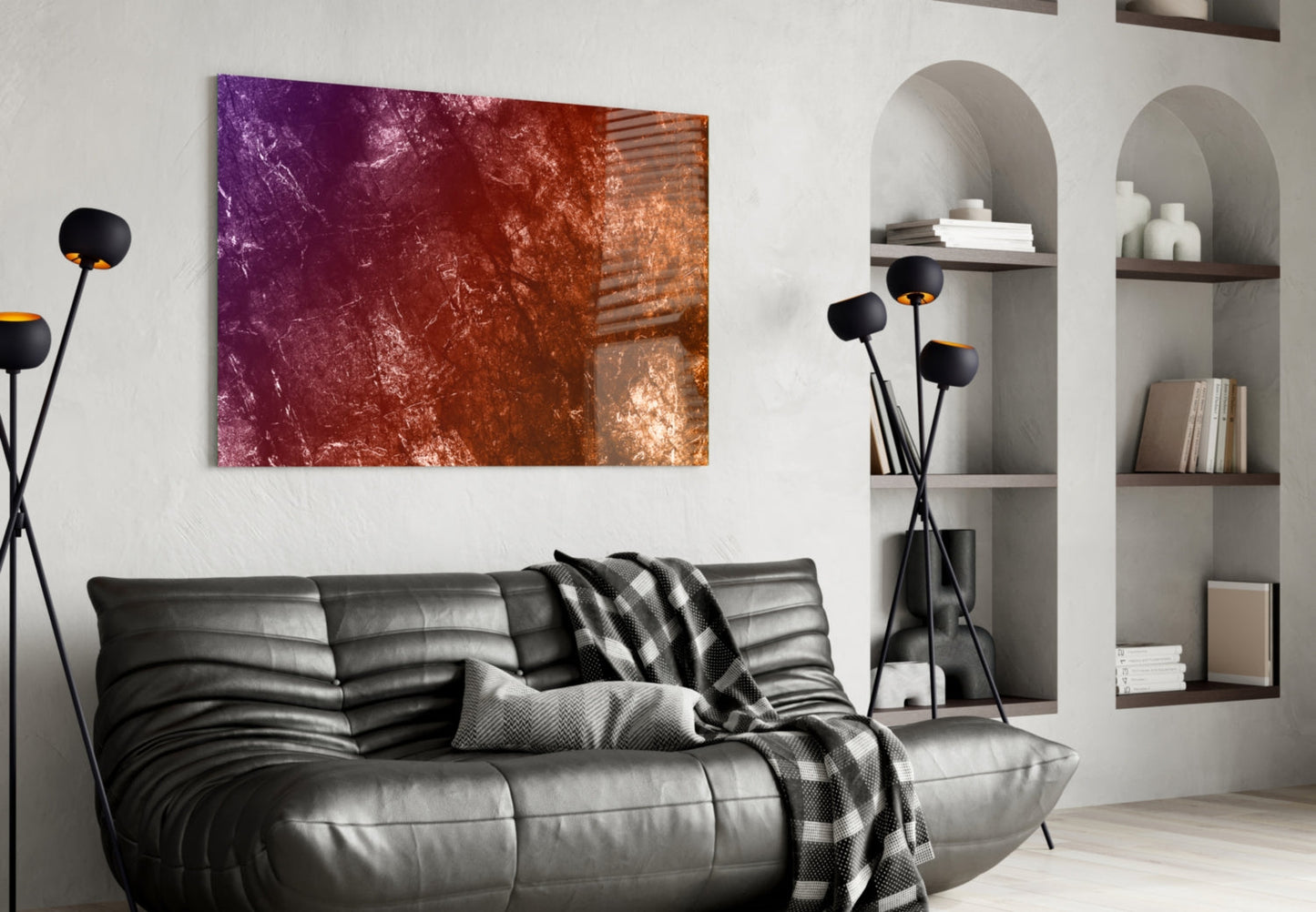 Violet Copper Abstract Glass Wall Art
