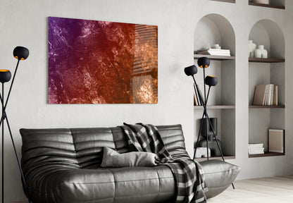 Violet Copper Abstract Glass Wall Art