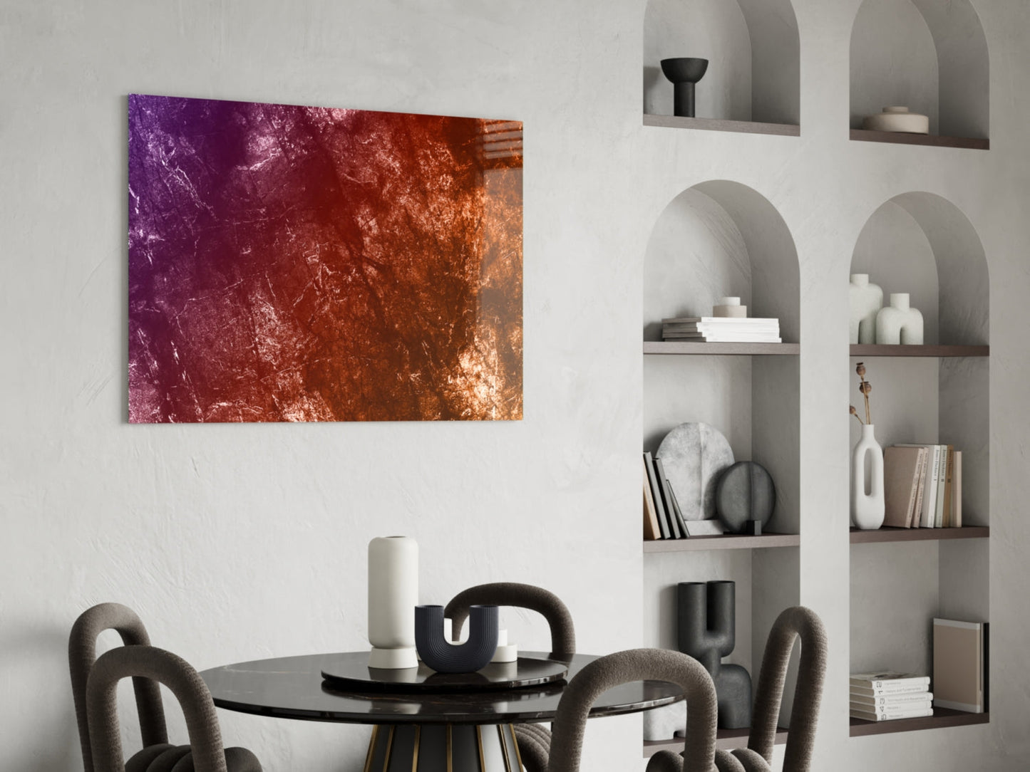 Violet Copper Abstract Glass Wall Art
