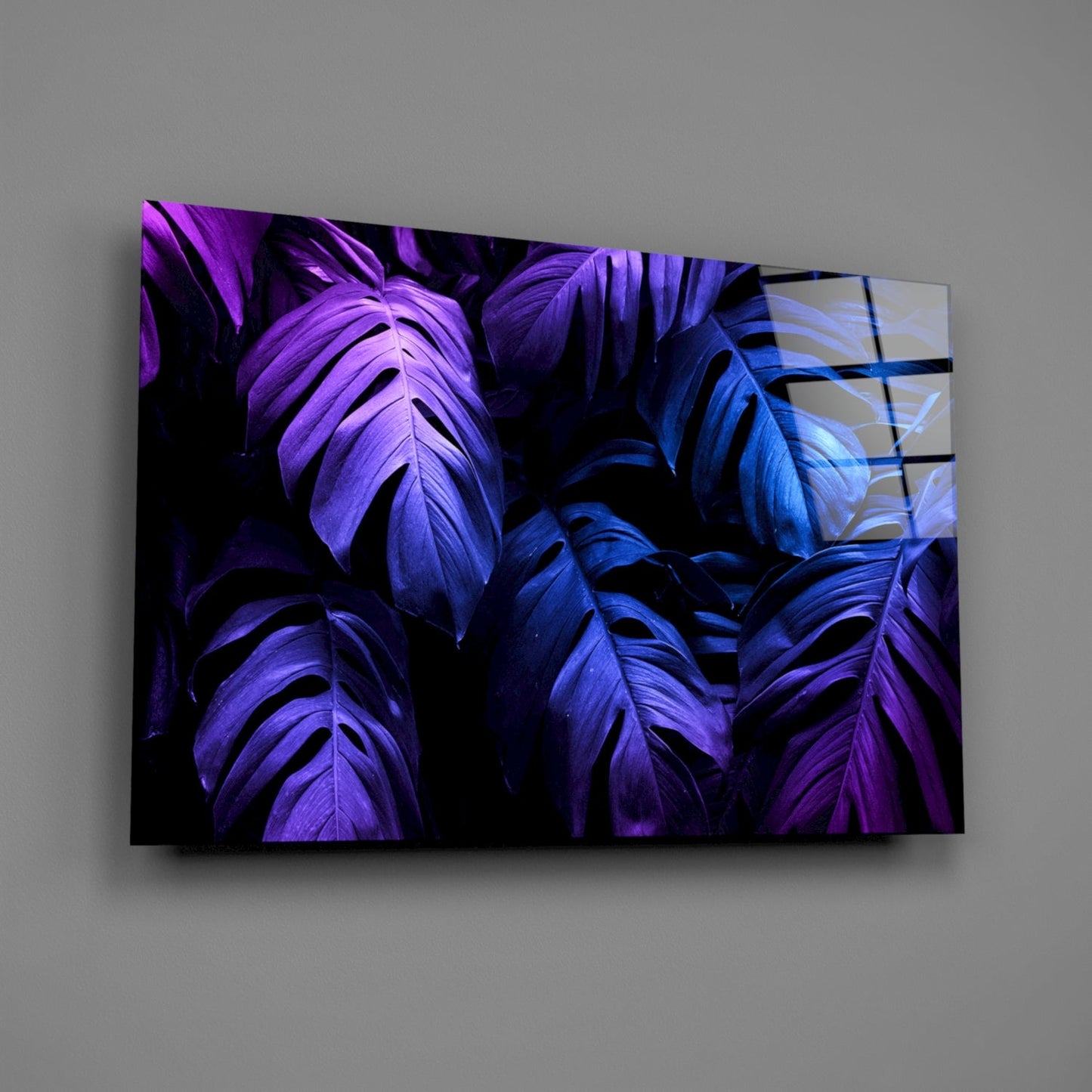 Neon Tropical Leaf Glass Wall Art