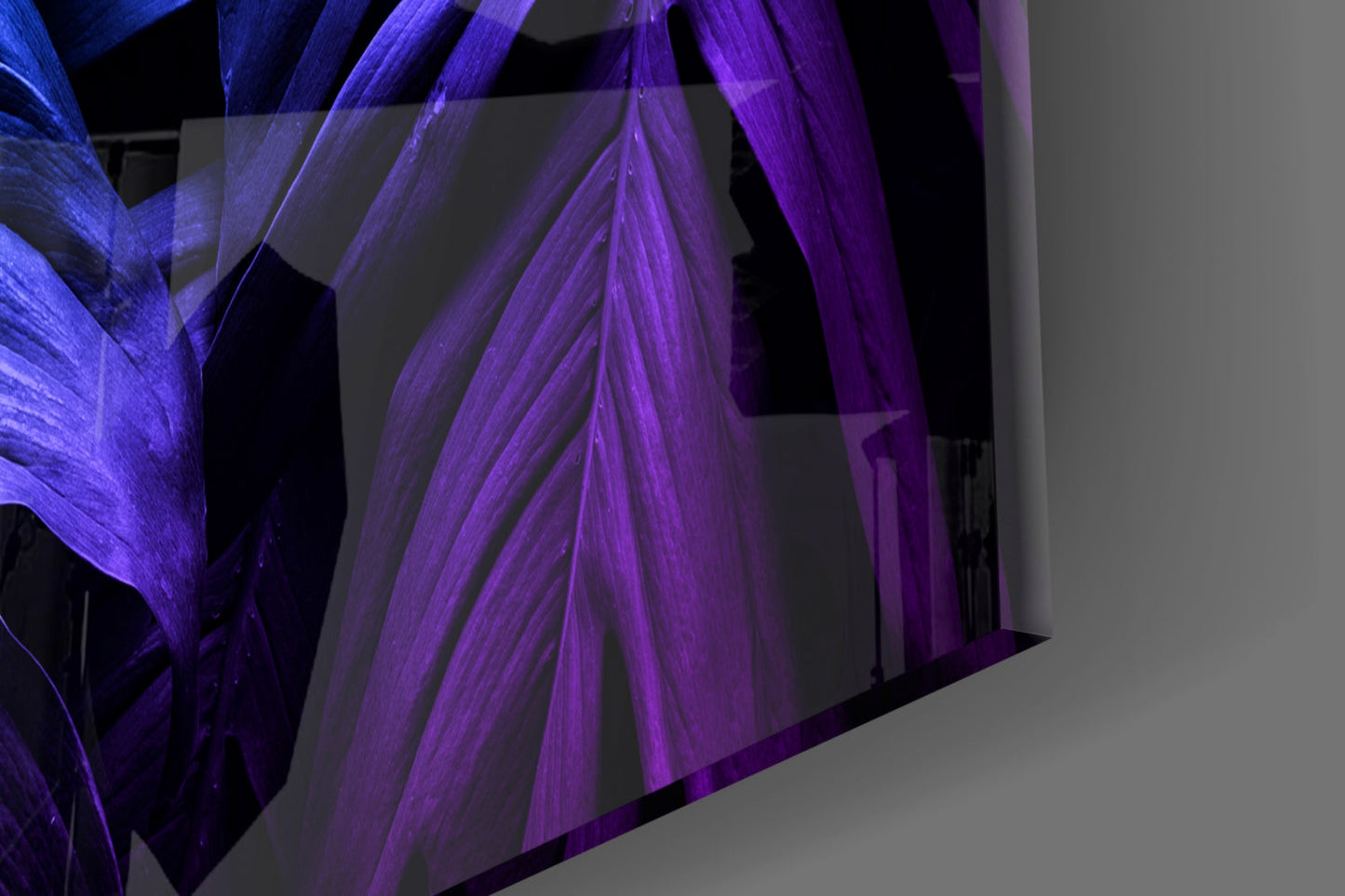 Neon Tropical Leaf Glass Wall Art
