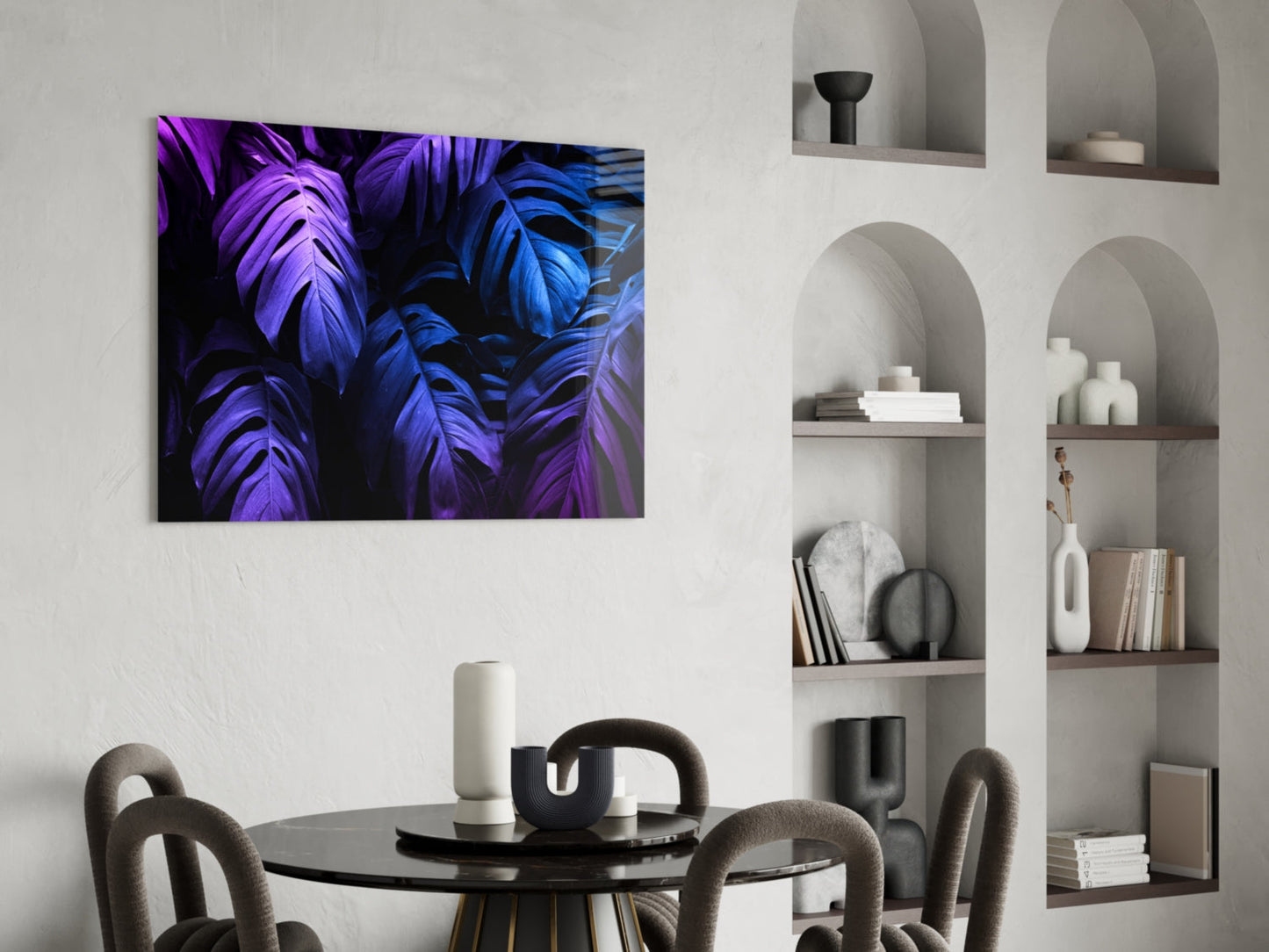 Neon Tropical Leaf Glass Wall Art
