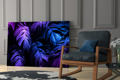 Neon Tropical Leaf Glass Wall Art
