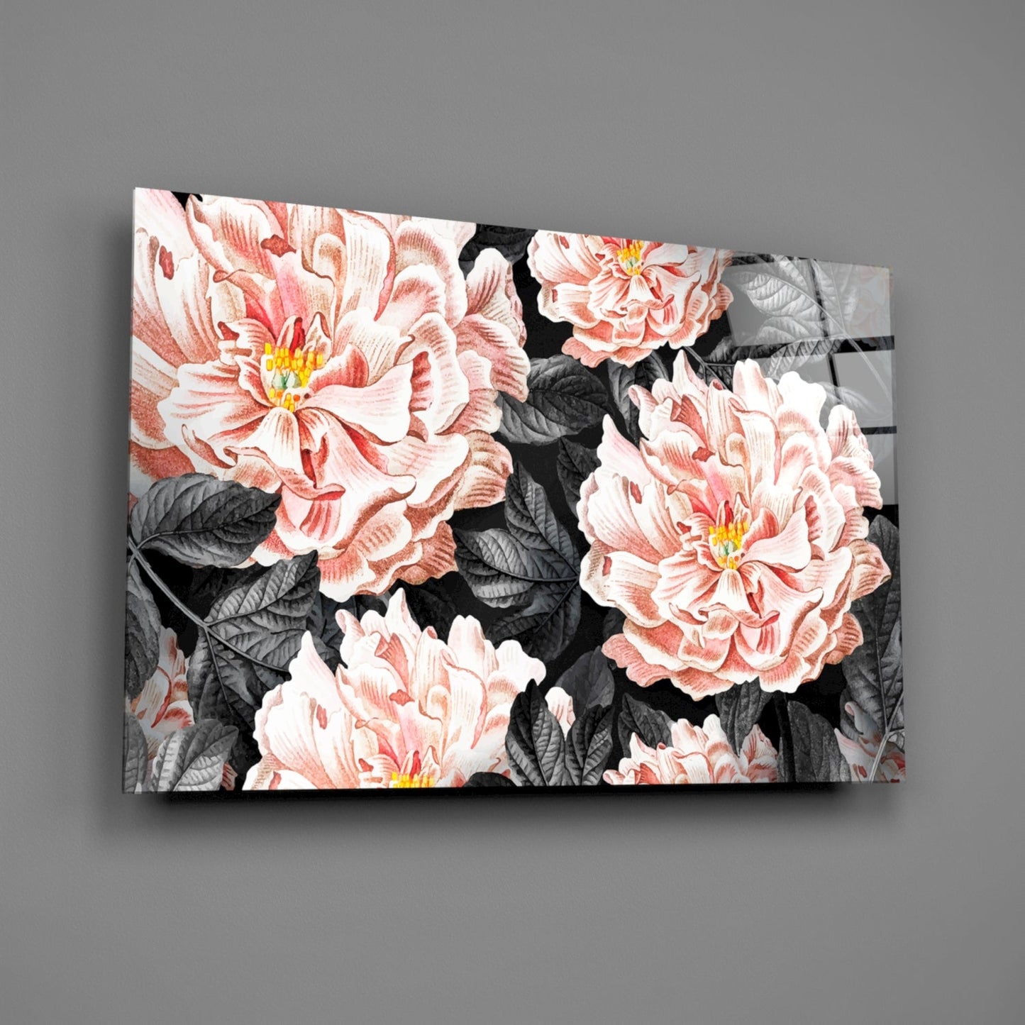 Vintage Peony Glass Wall Art