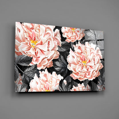 Vintage Peony Glass Wall Art