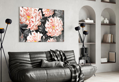 Vintage Peony Glass Wall Art