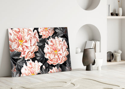 Vintage Peony Glass Wall Art