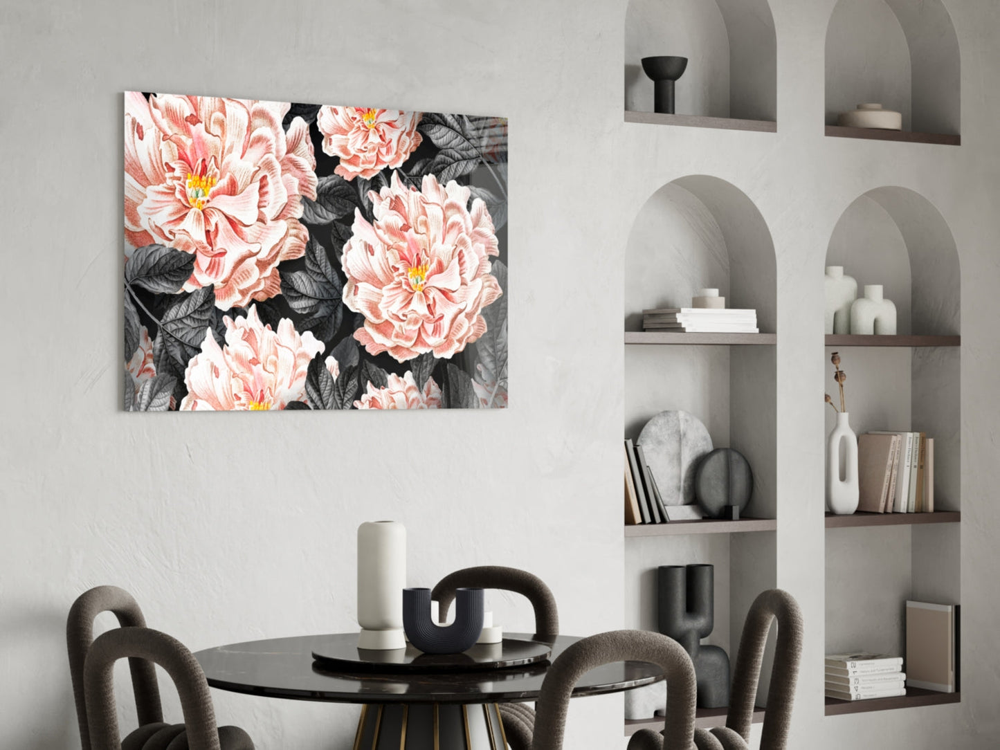 Vintage Peony Glass Wall Art
