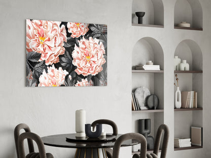 Vintage Peony Glass Wall Art