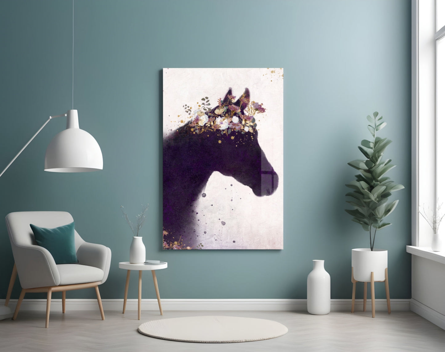 Horse Silhouette Glass Wall Art