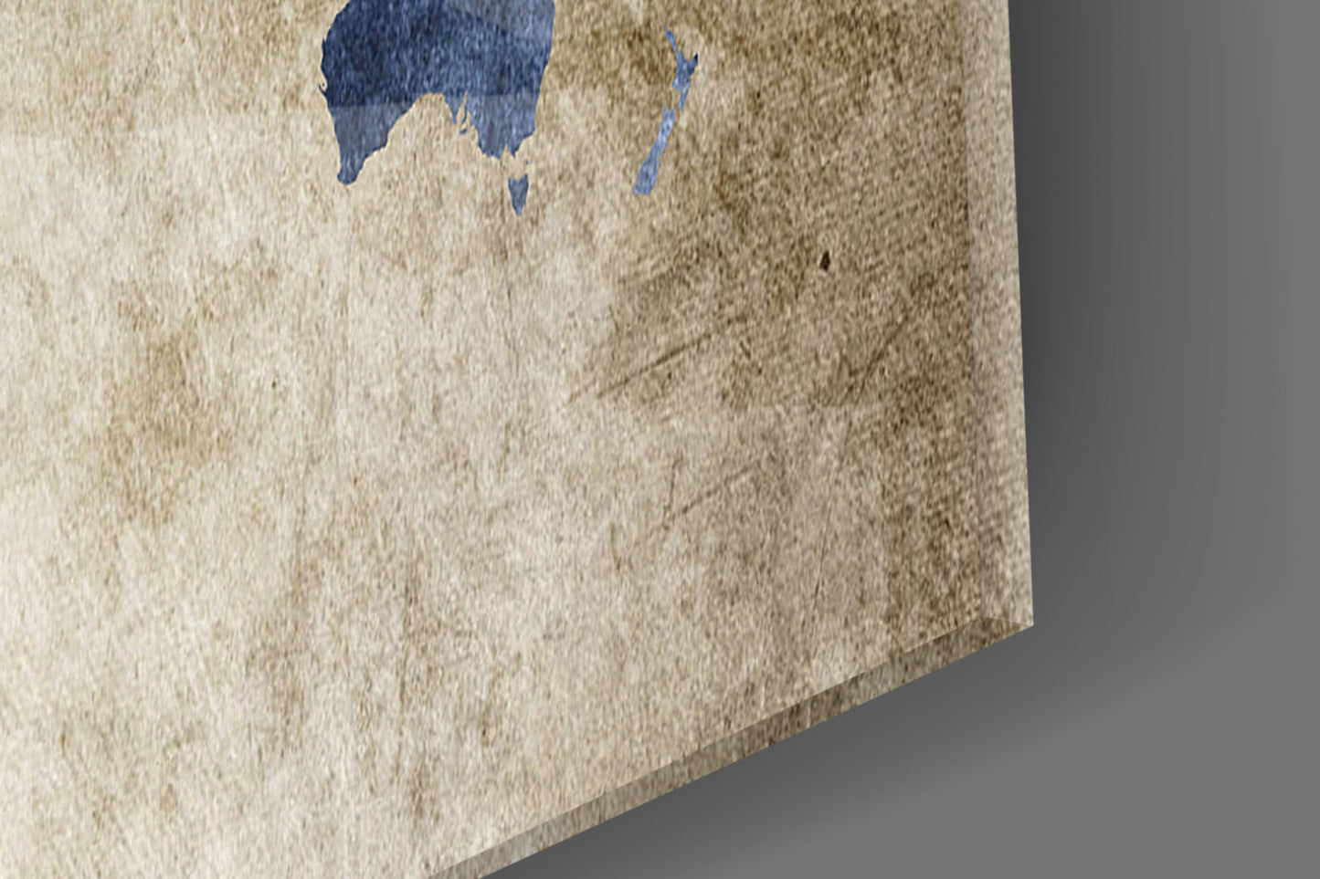 Navy World Map Glass Wall Art