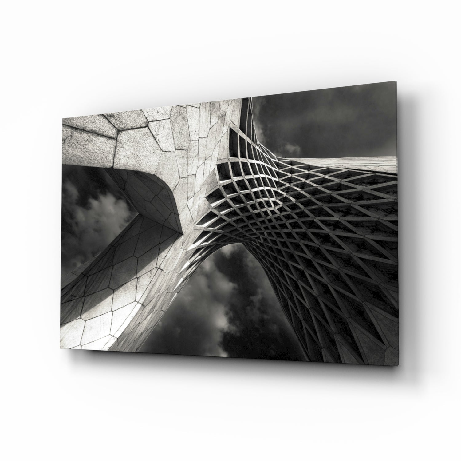 Monumental Lattice Arch Monochrome Glass Wall Art architectural print