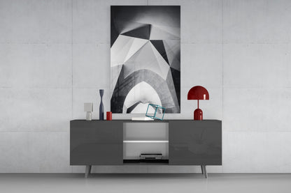Monochrome Geometric Arches Glass Wall Art