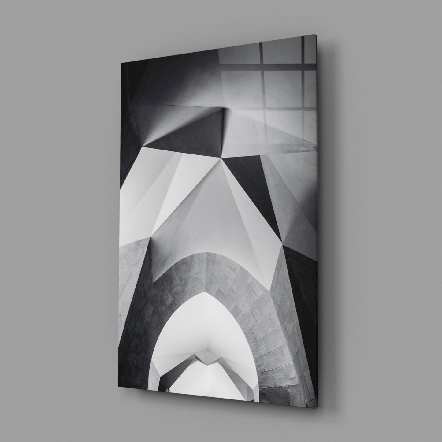 Monochrome Geometric Arches Glass Wall Art