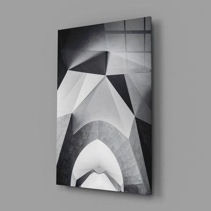 Monochrome Geometric Arches Glass Wall Art