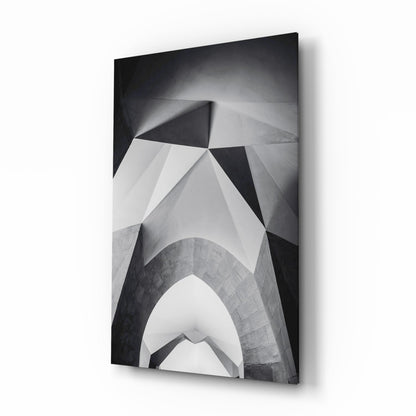 Monochrome geometric arches glass wall art panel