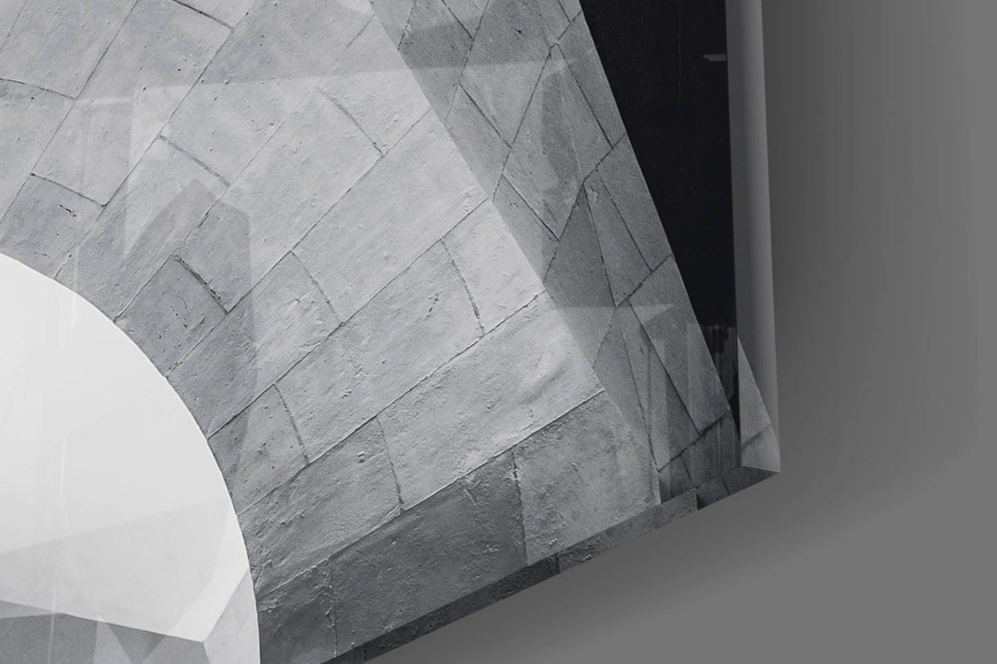 Monochrome Geometric Arches Glass Wall Art