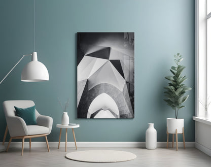 Monochrome Geometric Arches Glass Wall Art