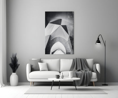 Monochrome Geometric Arches Glass Wall Art
