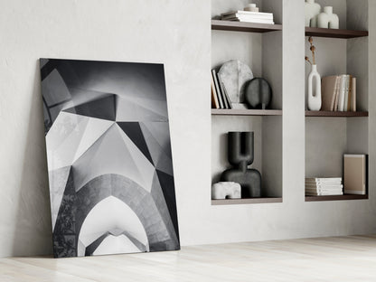 Monochrome Geometric Arches Glass Wall Art