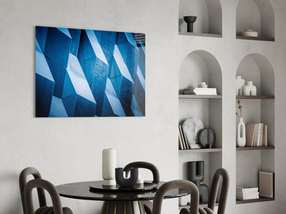 Cobalt Geometric Facade Glass Wall Art