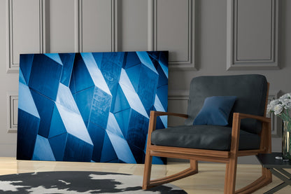 Cobalt Geometric Facade Glass Wall Art