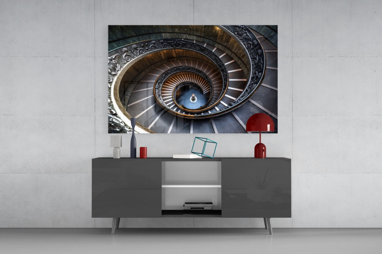 Marble Spiral Staircase Glass Wall Art