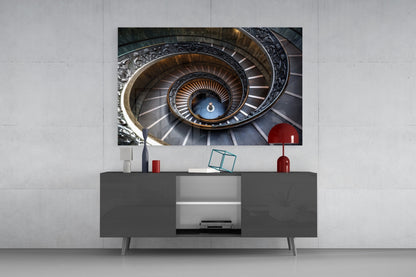 Marble Spiral Staircase Glass Wall Art