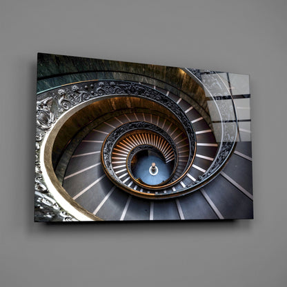 Marble Spiral Staircase Glass Wall Art