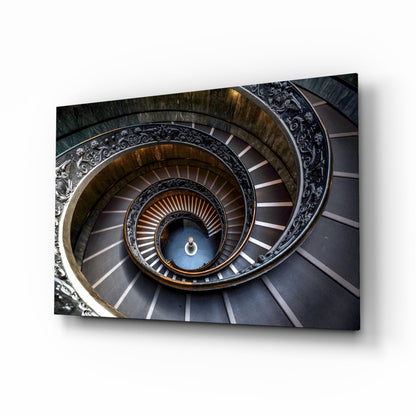 Marble spiral staircase glass wall art architectural photo