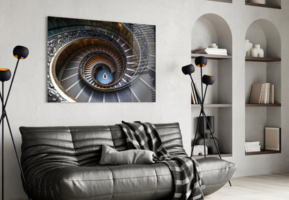 Marble Spiral Staircase Glass Wall Art