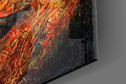 Amber Buddha Face Glass Wall Art