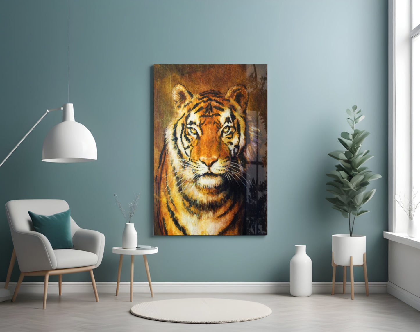 Tiger Glass Wall Art - Classical Wildlife Portrait