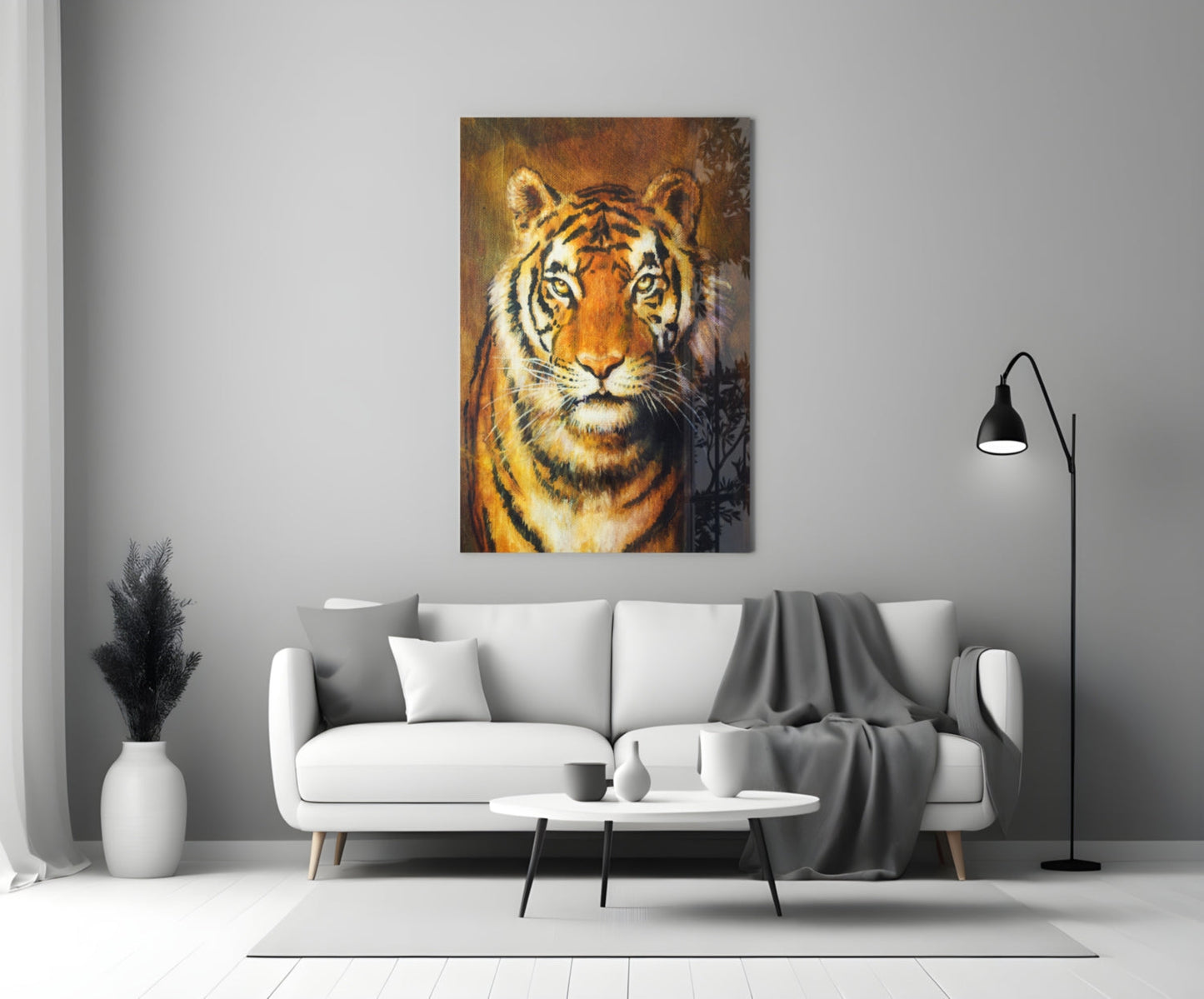 Tiger Glass Wall Art - Classical Wildlife Portrait