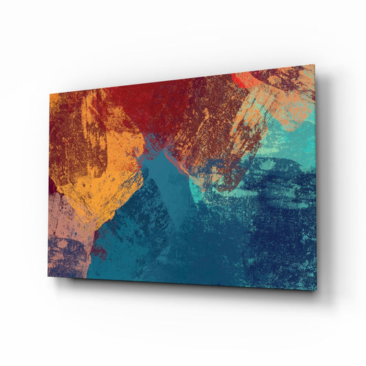 Abstract Colors glass wall art textured mixed-media design