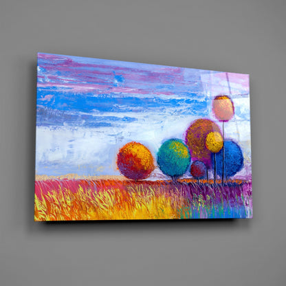 Round Lollipop Trees Glass Wall Art