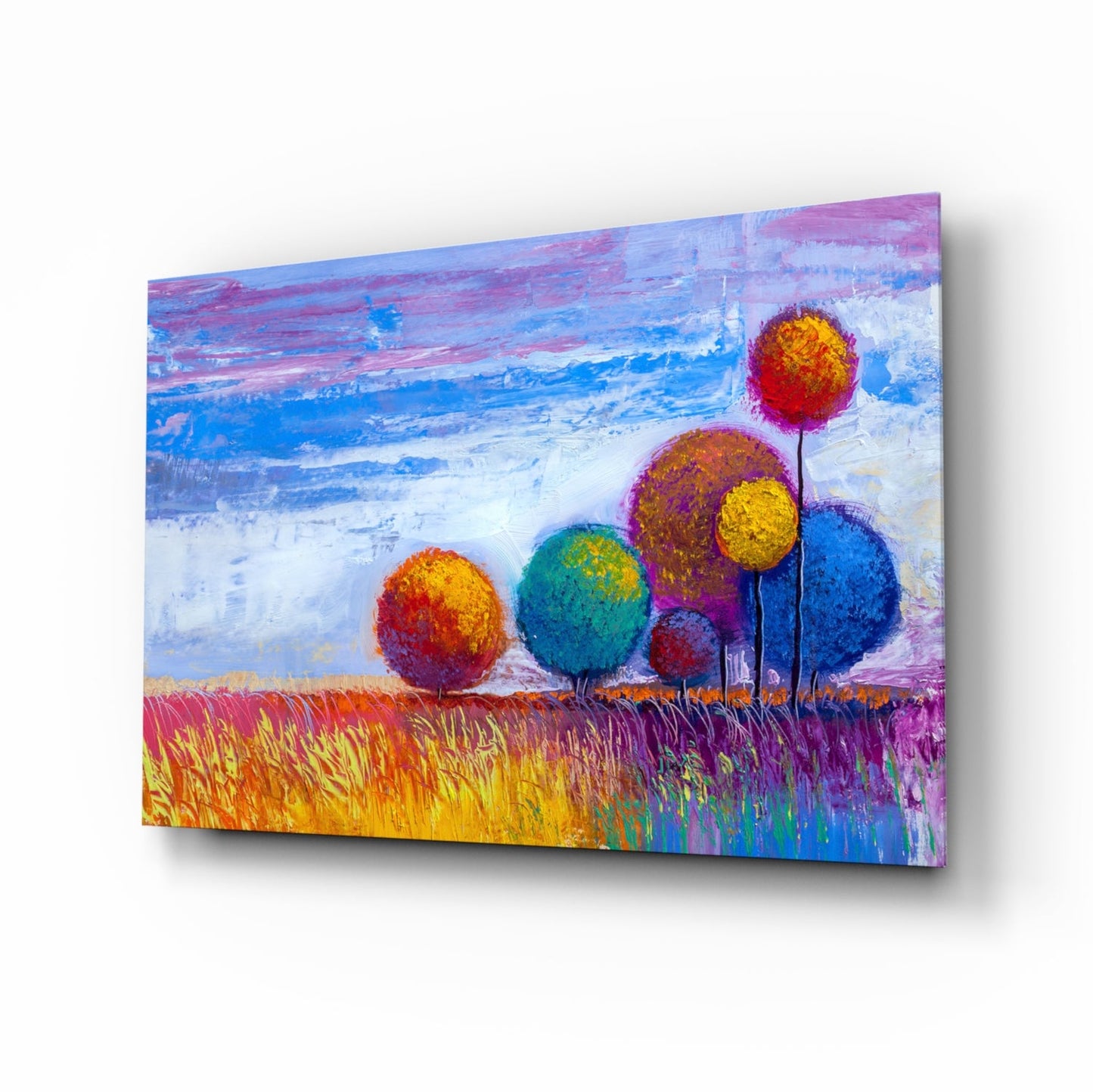 Round Lollipop Trees Glass Wall Art