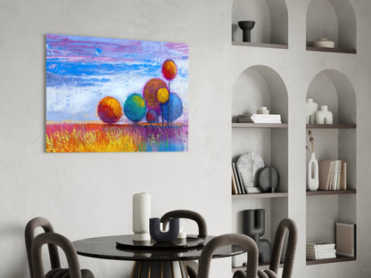 Round Lollipop Trees Glass Wall Art