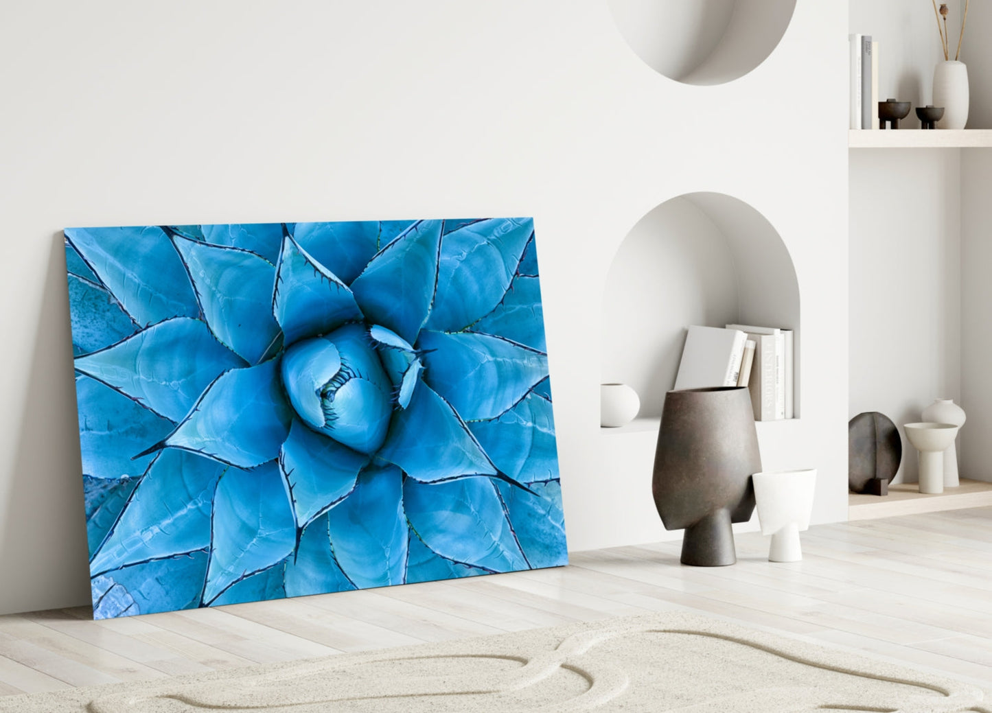 Blue Agave Succulent Glass Wall Art