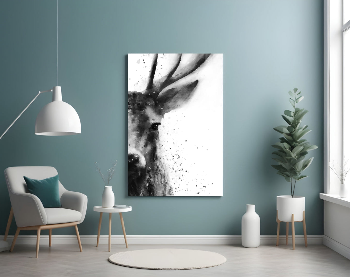 Deer Glass Wall Art Watercolor Stag Print