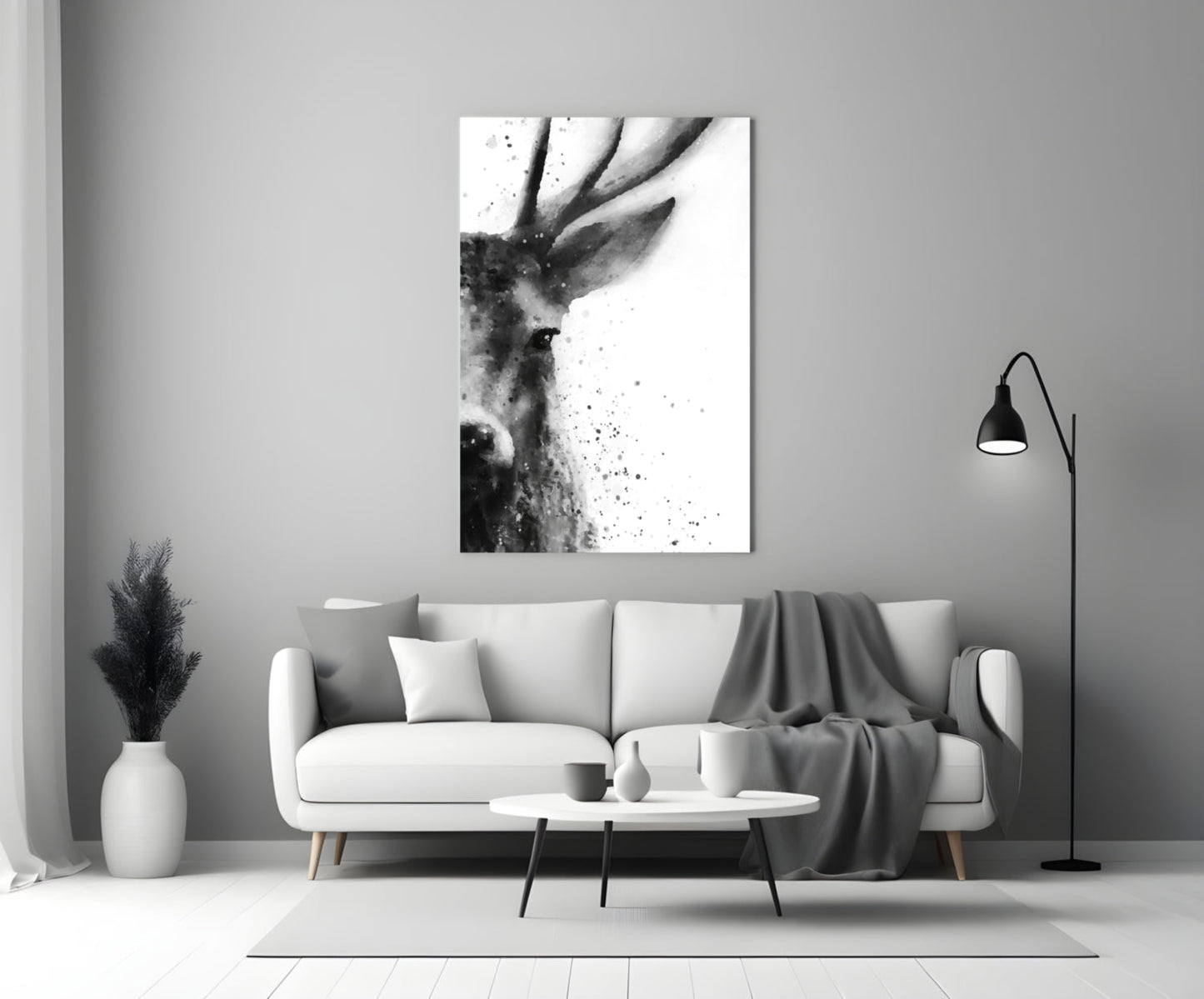 Deer Glass Wall Art Watercolor Stag Print