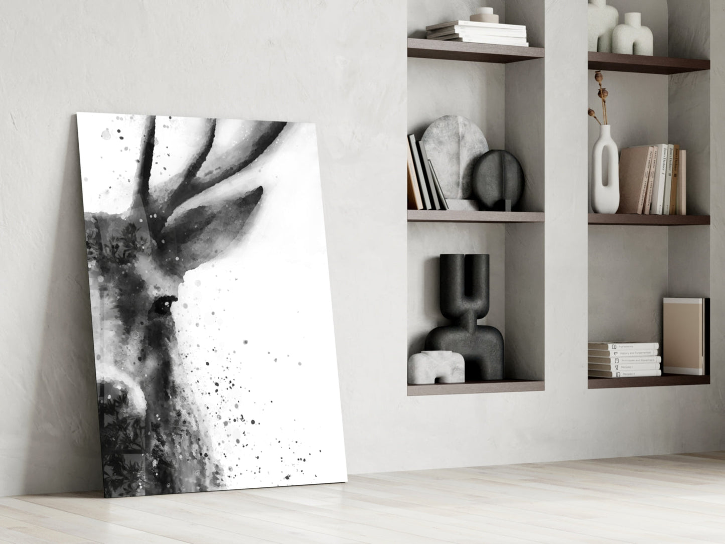 Deer Glass Wall Art Watercolor Stag Print