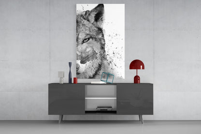Wolf Ink Splash Glass Wall Art