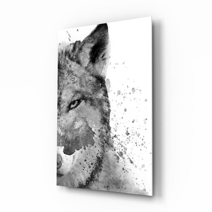 Wolf ink splash watercolor glass wall art print